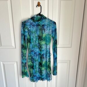 SHEIN Blue and Green Mini Dress